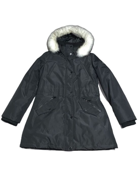 HFX Jackets & Blazers - HFX Parka Puffer Jacket L Faux Fur Brim Hood Insulated Black Warm Snow